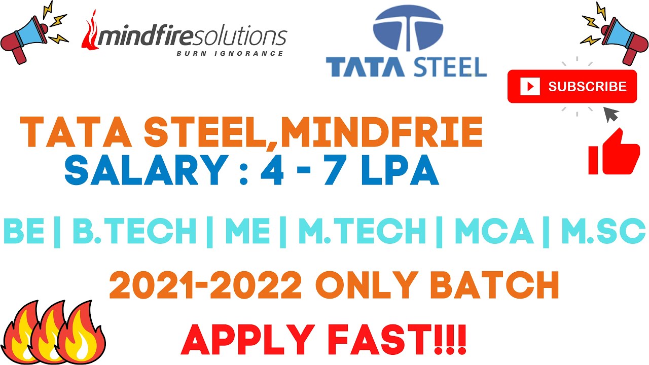 Tata Steel , Mindfire Off Campus Drive 2022 | 2021