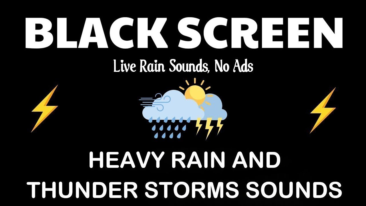 10 Hours Continuous Rain Sounds on Black Screen Perfect Dark Background for Sleeping and Studying