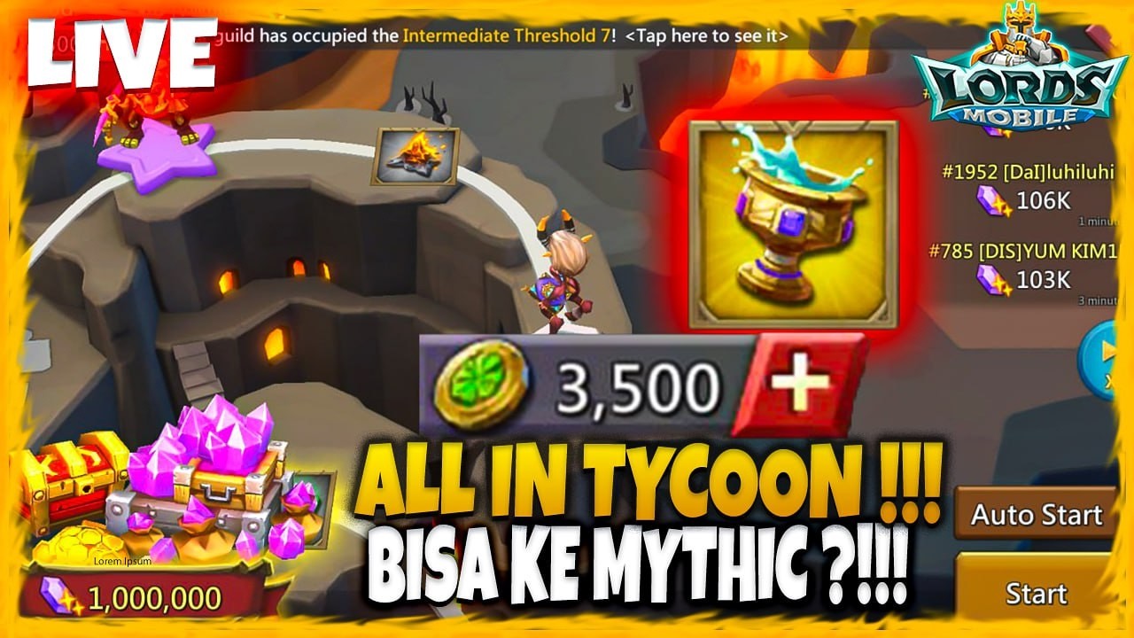 GACHA JUDAI ALL in 3500 TYCOON AUTO MYTHIC ?!! - Lords Mobile Indonesia