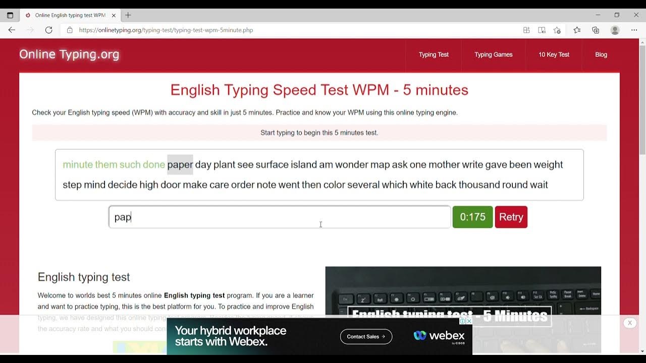 Wpm test. Wpm test