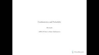 MTH107 Combinatorics and Probability Lecture