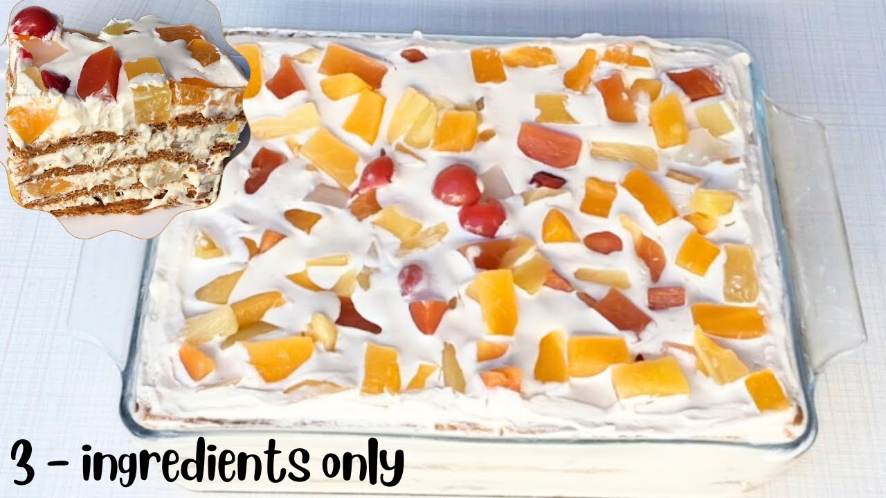 Fruit Cocktail GRAHAM Cake with 3 Ingredients only YouTube