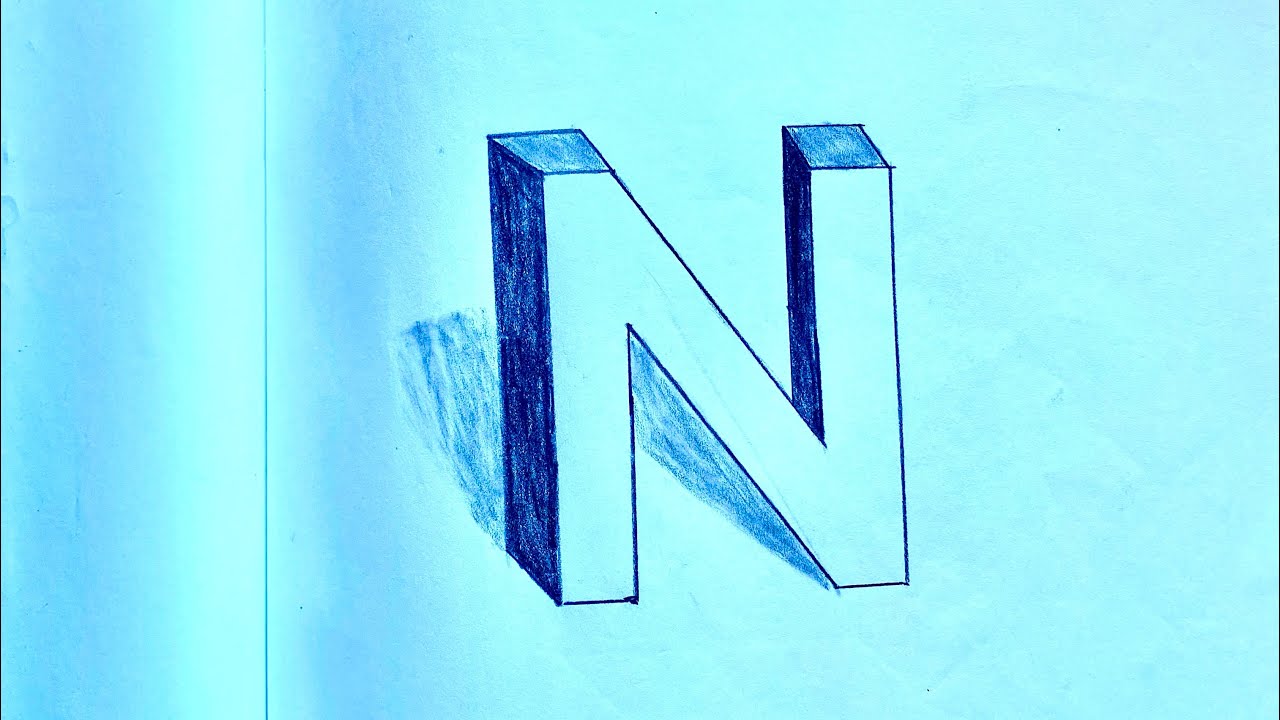 How to Draw 3D Letter N