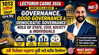 Lecturer Cadre Political 2026 | Governance, Good Governance & Democratic Governance | Part-3 |