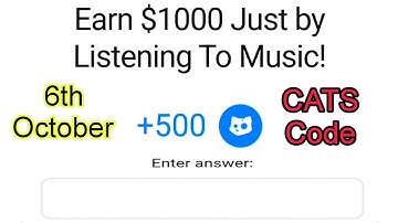 6 October Cats Video Code  | Cats Today Code | Earn $1000 Just by Listening To Music Cats Code