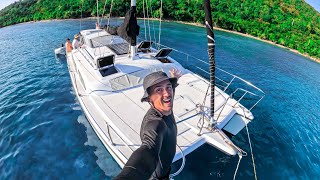 Full  SAILBOAT TOUR  [$68,000 Cozy Catamaran 33.5', Solo Sailed, Can Anchor ANYWHERE!!!]