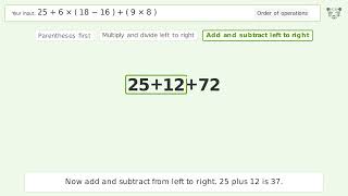Master Order of Operations: Solve 25+6*(18-16)+(9*8) Step by Step!