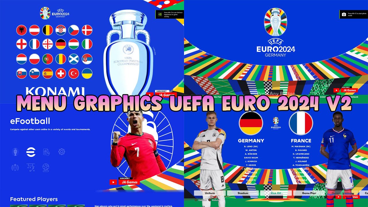 MENU GRAPHICS UEFA EURO 2024 V2 - PES 2021 & FOOTBALL LIFE 2024 - YouTube