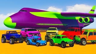 Biggest Airplane Transportation Offroad Cars with Spiderman Cars - GTA V MODS