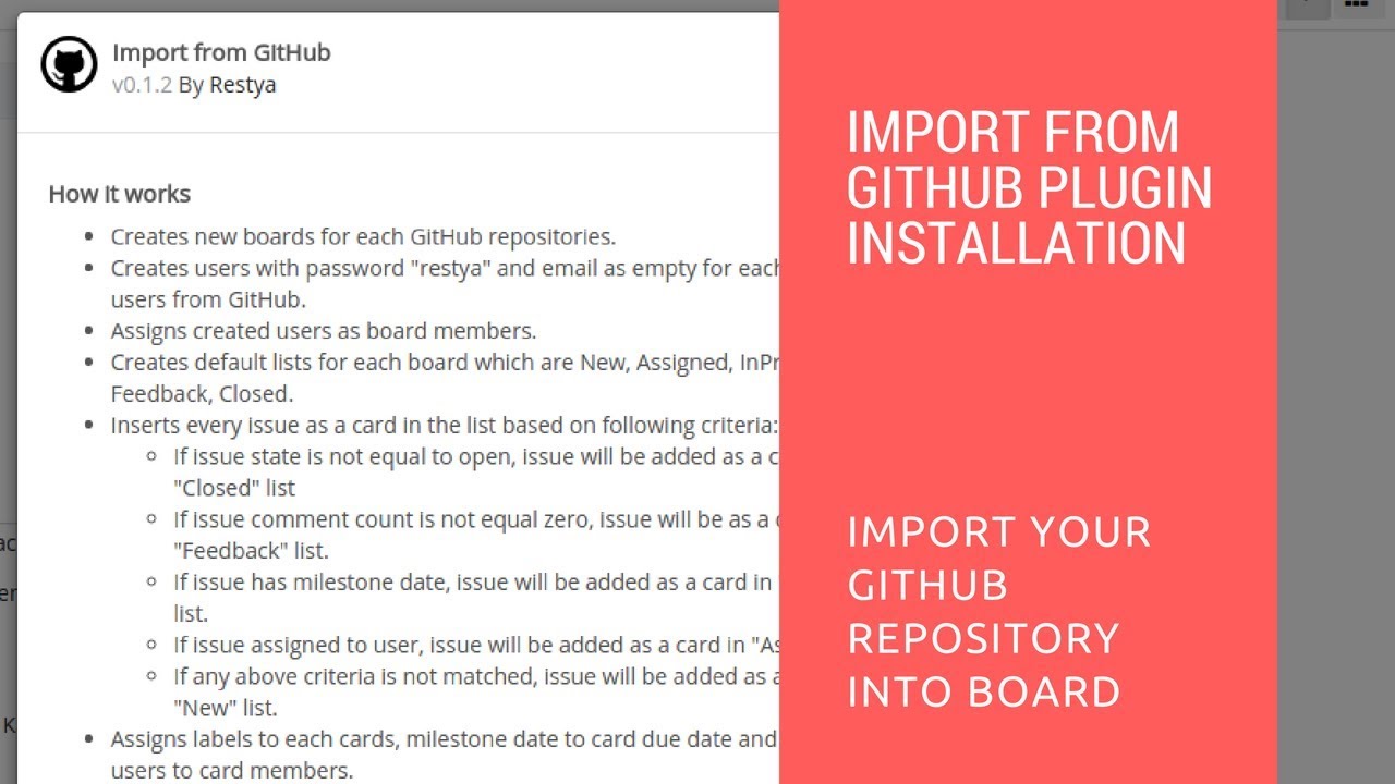 How to Install Import from GitHub Plugin on your Restyaboard - YouTube