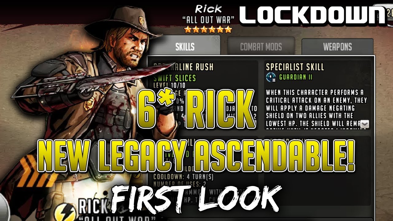 TWD RTS: New Legacy Ascendable, 6* Rick - First Look - The Walking Dead: Road to Survival