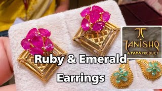 Tanishq Latest Ruby Emerald Earring Designs With Price/Ruby Earrings/Emerald earrings/deeya