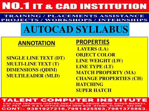AUTOCAD TRAINING IN ELURU TALENT COMPUER INSTITUTE CAD CAM TRAINING CENTRE #ELURU #AUTOCAD