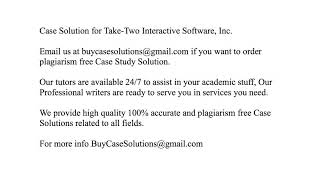 Case Solution Take-Two Interactive Software, Inc.