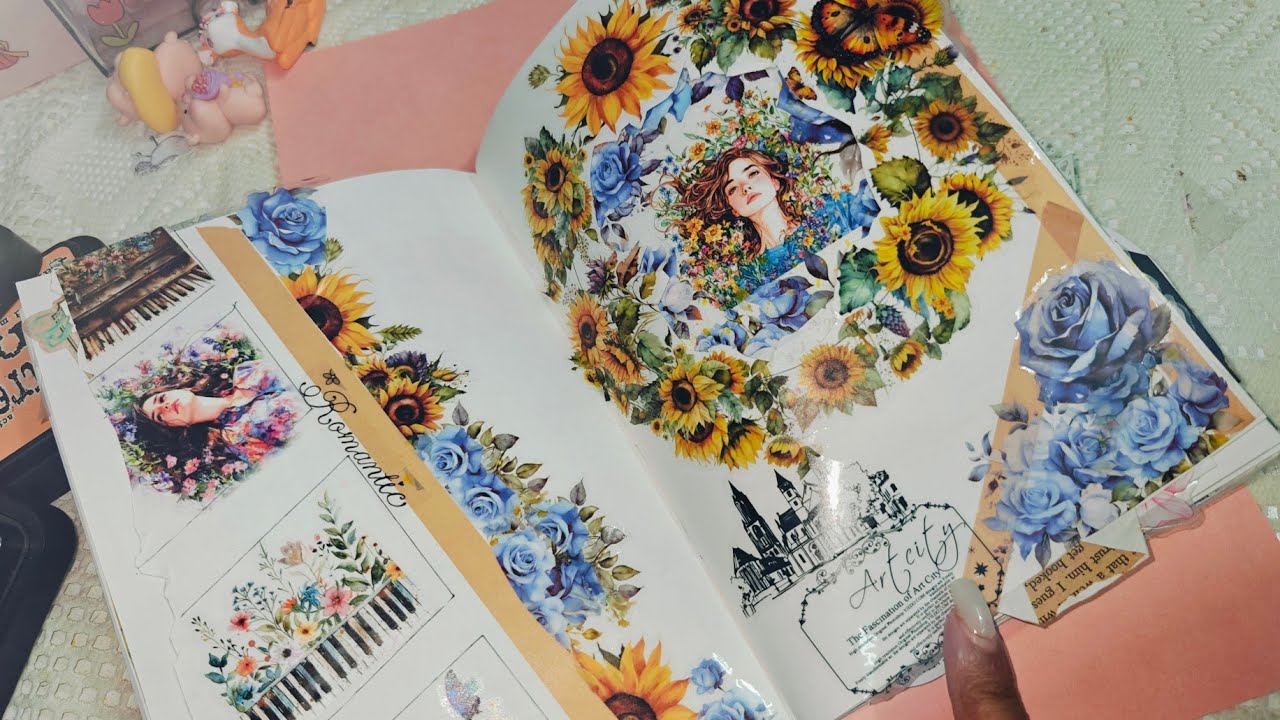 1 min Floral washi Journal spread : Part 2 : Get creative with Easy yet relaxing colors