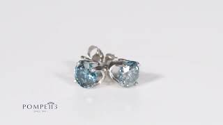 Lab Grown Blue Diamond Studs In 14K White D By Pompeii3