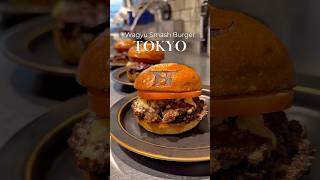 A hamburger made with 100% Wagyu beef patties from the Yazawa Meat Group, a meat wholesaler