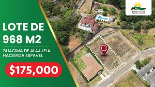 Lote de 968 m2 a la venta en el condominio Hacienda Espavel en Las Vueltas de La Guacima, Alajuela. Lote de 968 m2 a la venta en el condominio Hacienda Espavel en Las Vueltas de La Guacima, Alajuela.