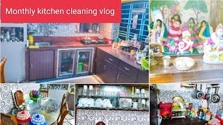 Lndian Housewife Monthly Kitchen Cleaning Vlog Vlogger Madhumita