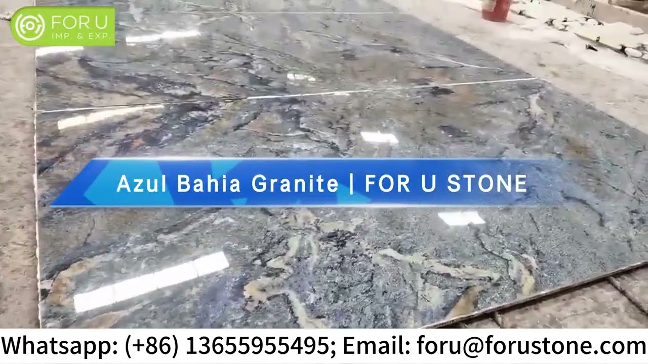 Brazilian Blue Granite Slab, Azul Bahia Blue Granite Slabs from