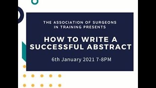 How to Write a Successful Abstract 6th January 2021
