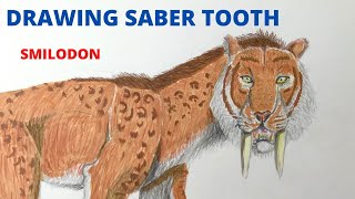 SABER TOOTH TIGER DRAWING - Smilodon - easy step by step