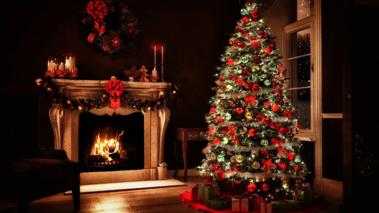 Cozy Christmas Ambience with Crackling Fireplace Sound 🎄Sleep, Relax or ...