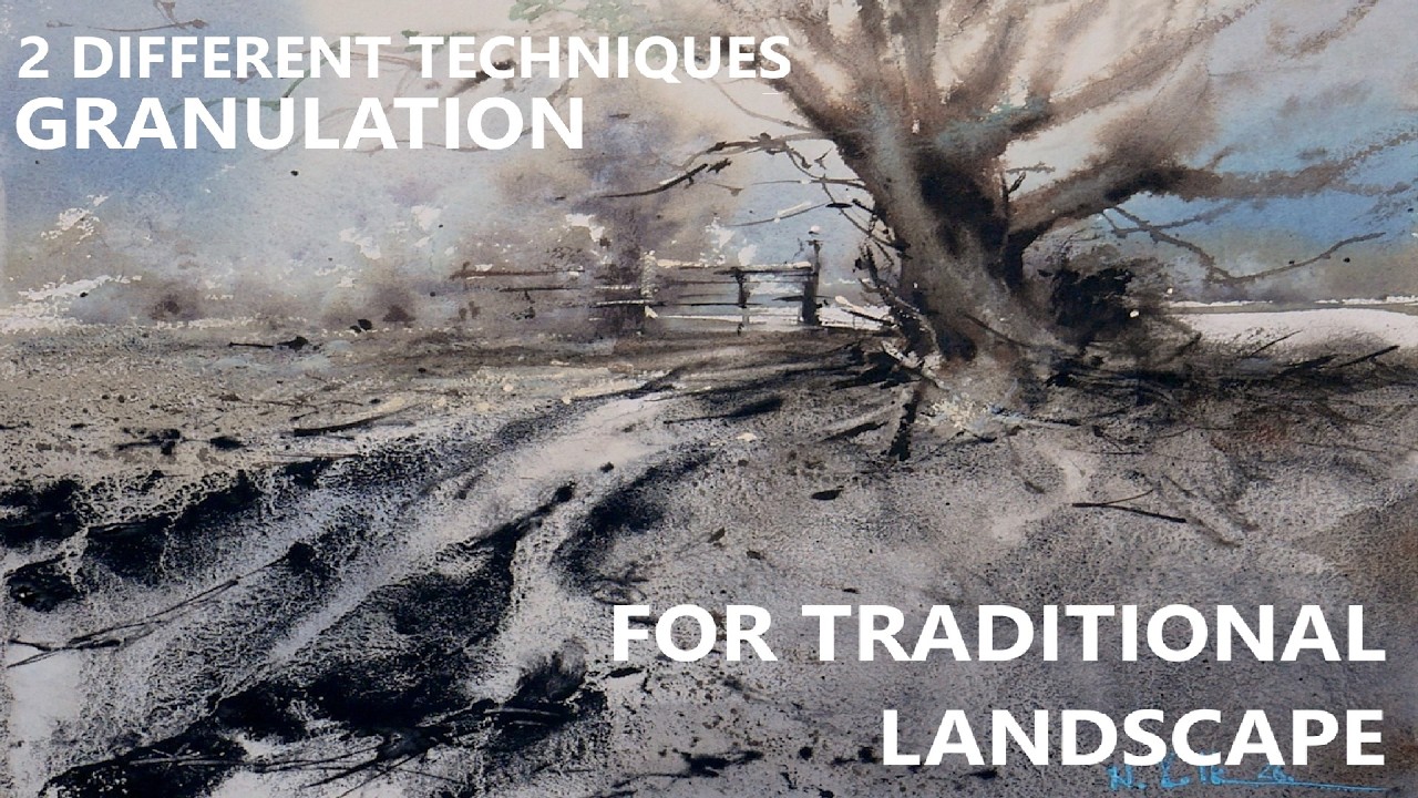 GRANULATION FOR WINTER LANDSCAPE WATERCOLOR PAINTING   2 Different Techniques