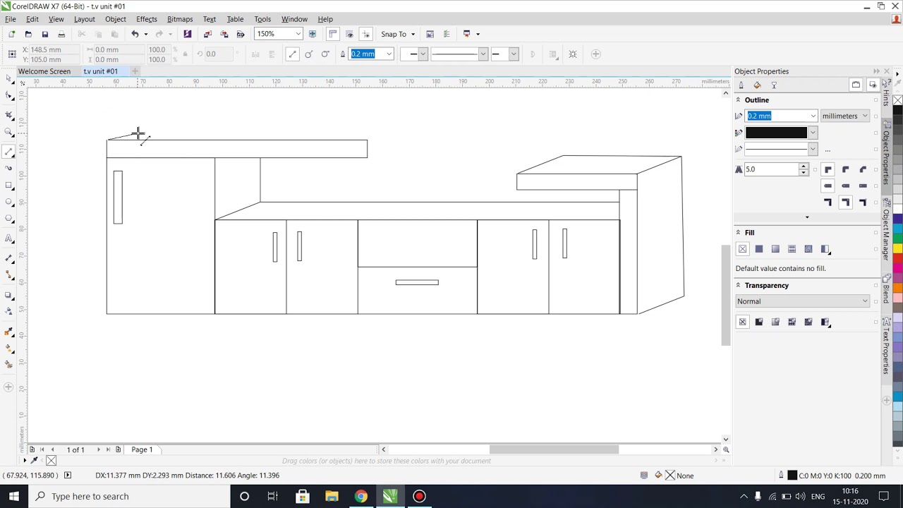 Designing a T.V unit #01  ( corelDraw)