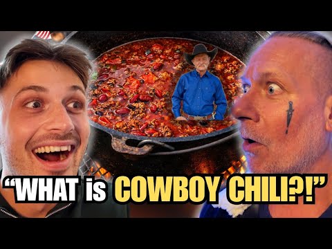 European Dad & Son React to Kent Rollins Cowboy Chili… WHAT IS THIS?!