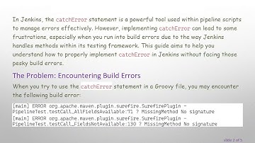 How to Properly Utilize catchError in Jenkins