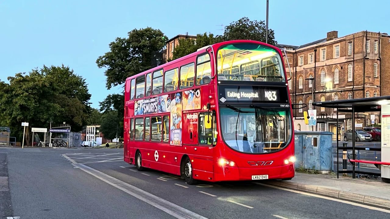 Full Route Visual - Route N83 - Ealing Hospital to Golders Green - VW1401 (LK62 DVO)
