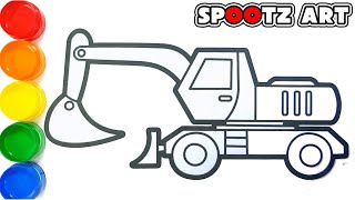 Cara Menggambar dan Mewarnai Excavator Mini