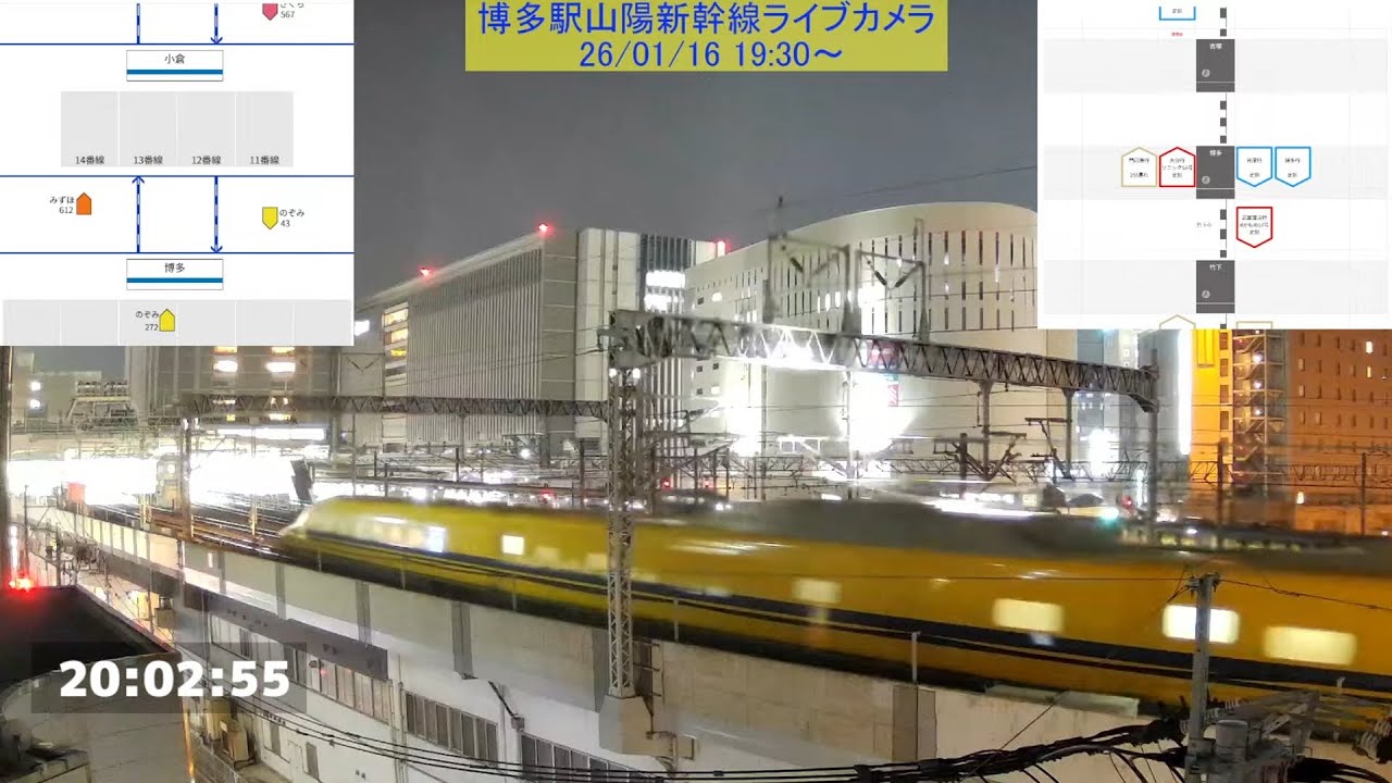 博多駅山陽新幹線ライブカメラ (26/01/16 