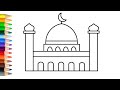 Cara menggambar masjid yang bagus dan mudah digambar