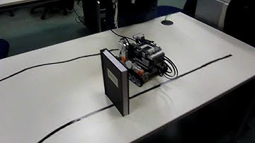NXT robot follows line and collects balls