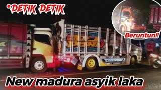 Detik2 Truk Madura Asyik Laka Beruntun Dengan 2 Truk Lain Astaghfirullah