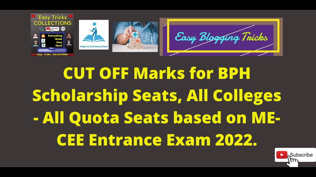 BPH CUT OFF Marks for Scholarship Seats, All Colleges All Quota Seats