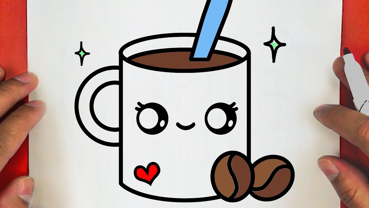 HOW TO DRAW A CUTE COFFEE CUP, STEP BY STEP 