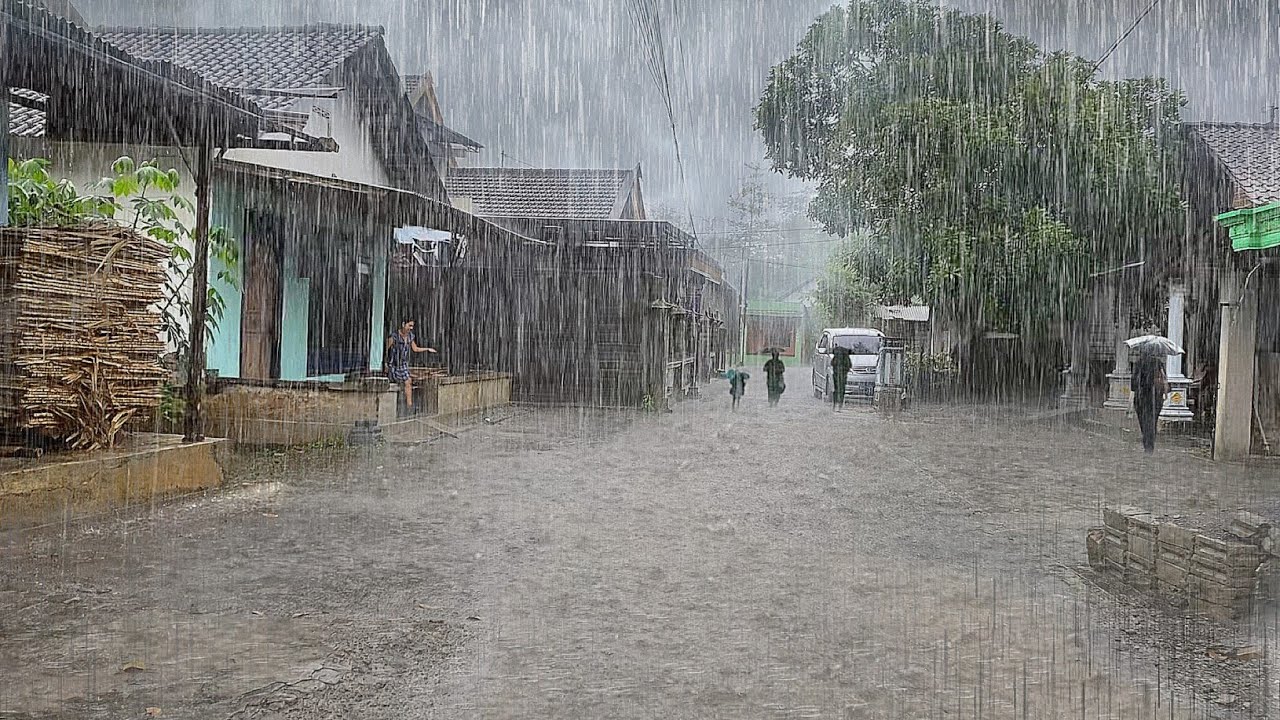 Heavy rain continues to hit my village || Eliminate insomnia with the ...