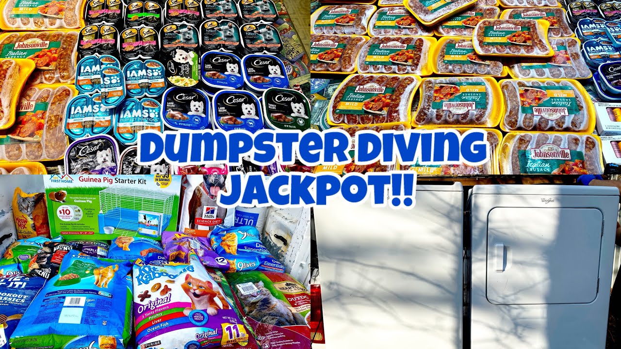 Dumpster Diving USA JACKPOT!! Whirlpool Washing Machine & Dryer, Sausages & Cat foods Overload 