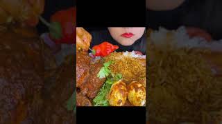 ASMR EATING WHOLE CHICKEN CURRY WITH RICE AND CHILLI