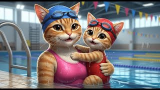 Heartwarming Cat Swimming Story Mother And Kittens First Pool Adventure