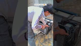 window AC service 😍|| "Hitachi 2t old model heavy compressor#trending #vijaysethupathi