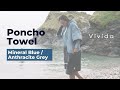 Poncho towel original mineral blue anthracite grey  vivida lifestyle