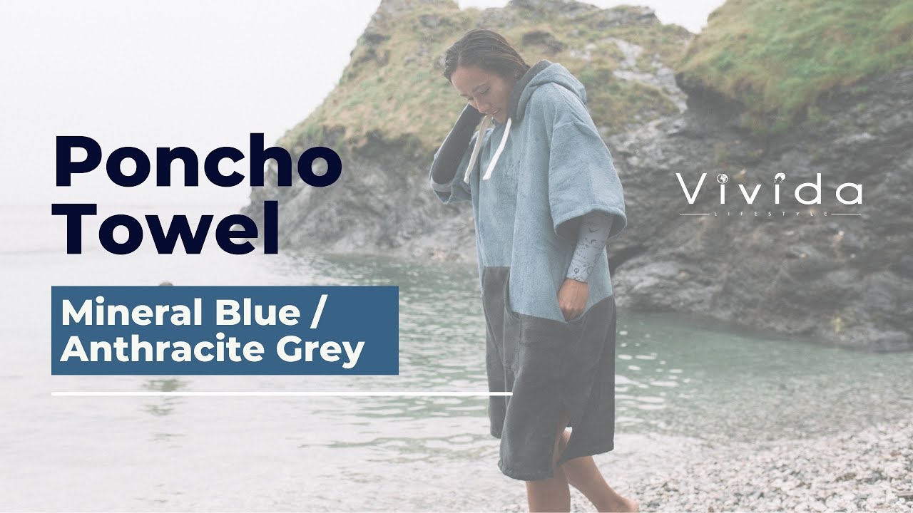 Poncho Towel Original (Mineral Blue Anthracite Grey) | Vivida Lifestyle