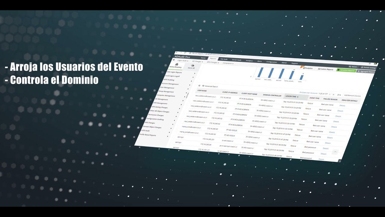 Garantice  Auditoría  en  Tiempo  Real  de  Windows  Active  Directory  con  AD AUDIT  PLUS