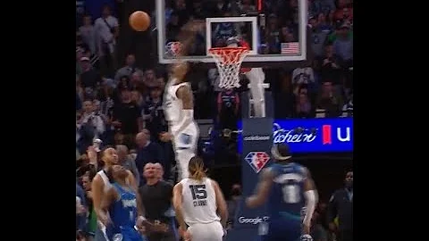 Ja Morant is denying Anthony Edwards' shot with a stunning block!