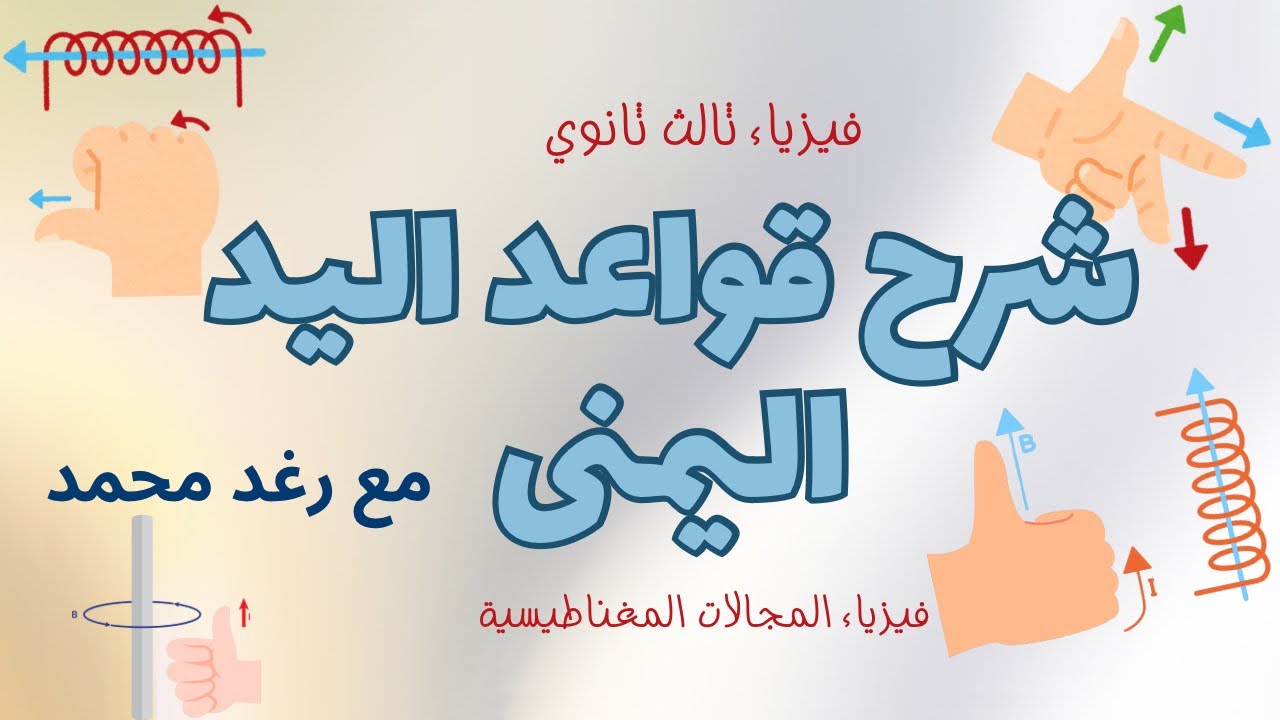 شرح الثلاث قوعد لليد اليمنى في المجالات المغناطيسية - فيزياء ثالث ثانوي