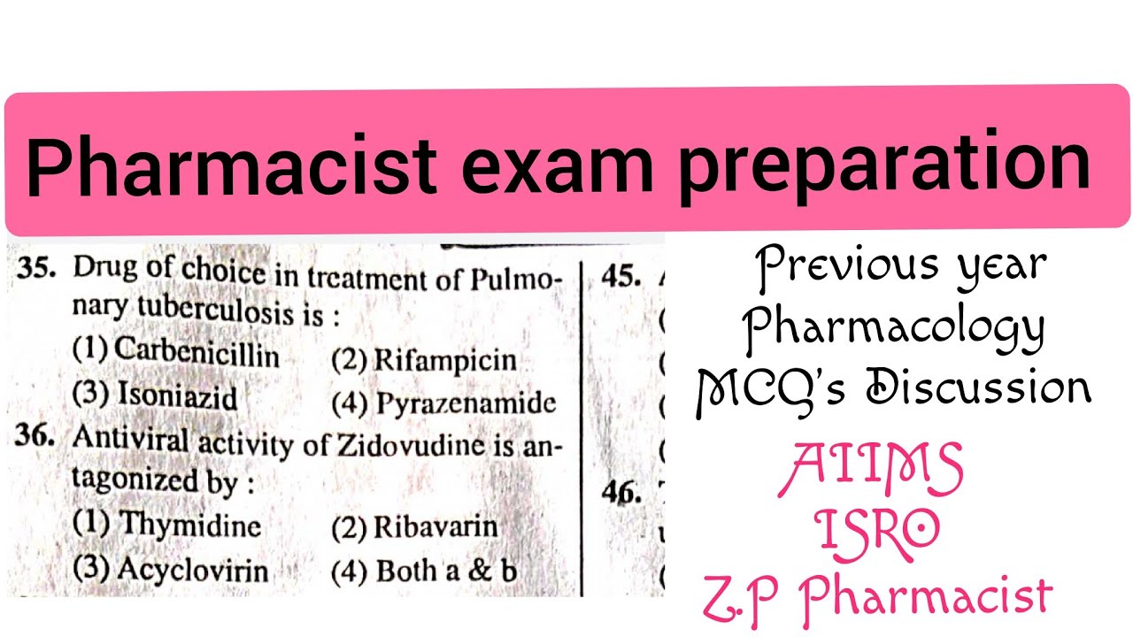 Pharmacist exam preparation / Important Pharmacology MCQ"s for AIIMS , ISRO , Z.P Pharmacist